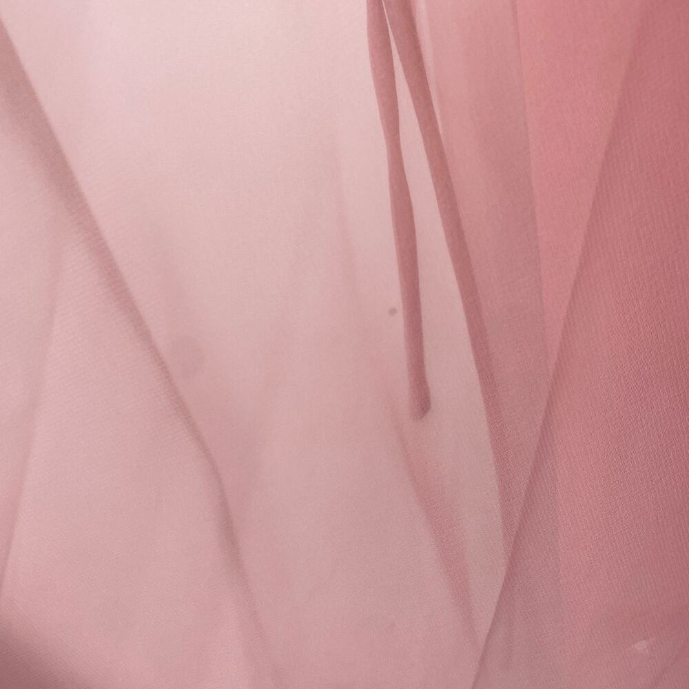 Vintage 70s Chiffon Puff Sleeve Ruffle Off Shoulder Midi Dress Fit Flare Pink 4 - Picture 9 of 10